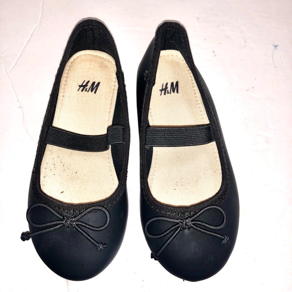 H&M Ballet Flat Shoes with Bow, Little Girl elastic foot strap Size 8.5 NWT - Picture 1 of 7